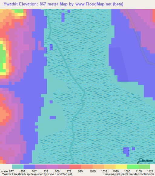 Ywathit,Myanmar Elevation Map