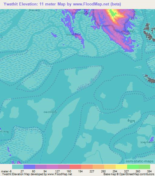 Ywathit,Myanmar Elevation Map