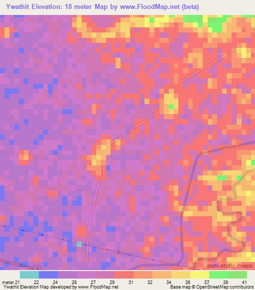 Ywathit,Myanmar Elevation Map
