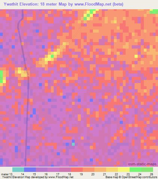 Ywathit,Myanmar Elevation Map