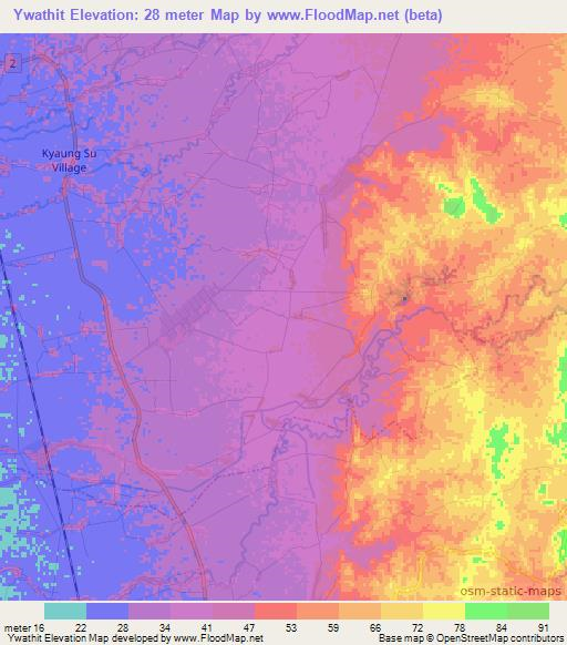 Ywathit,Myanmar Elevation Map
