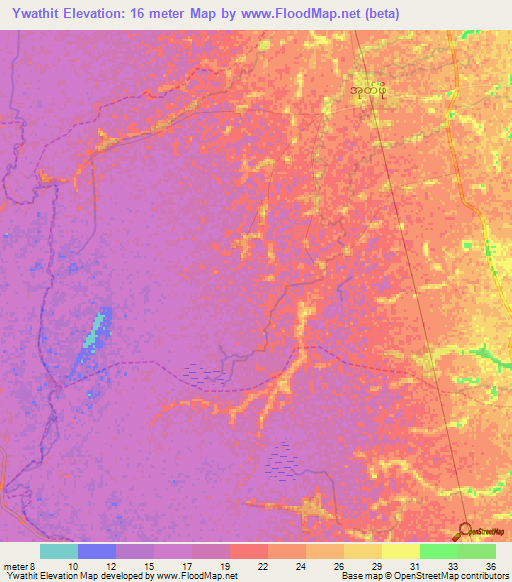 Ywathit,Myanmar Elevation Map