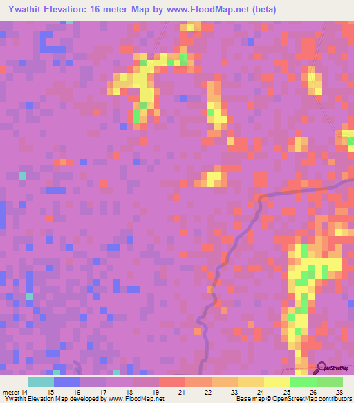 Ywathit,Myanmar Elevation Map