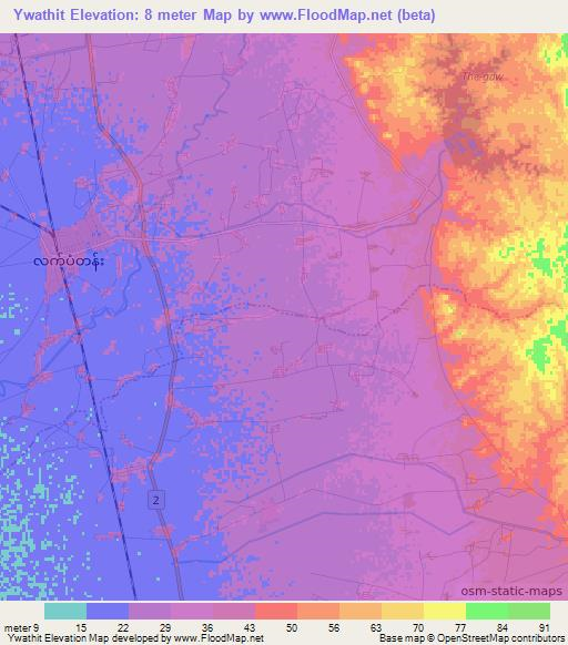 Ywathit,Myanmar Elevation Map
