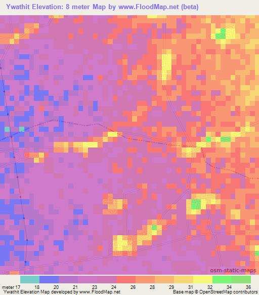 Ywathit,Myanmar Elevation Map