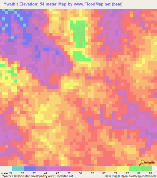 Ywathit,Myanmar Elevation Map