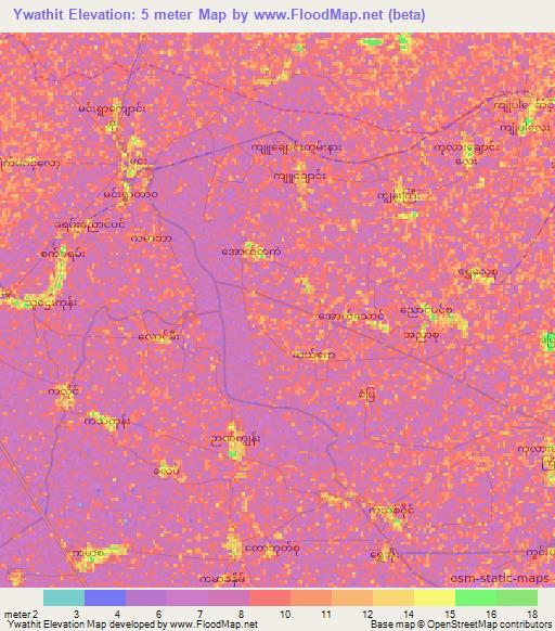 Ywathit,Myanmar Elevation Map