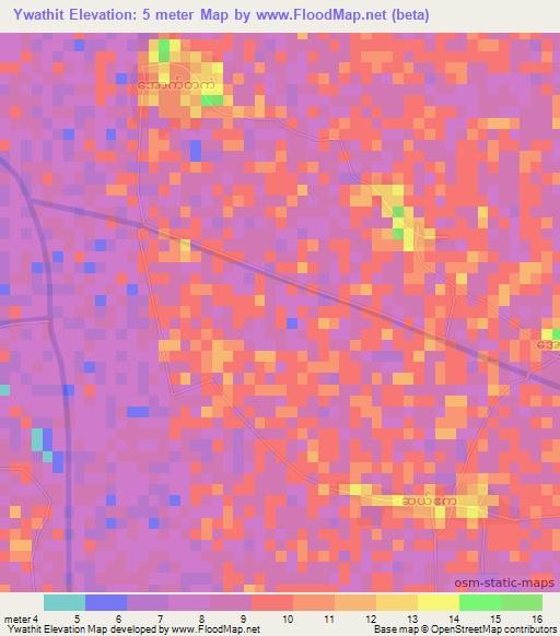 Ywathit,Myanmar Elevation Map