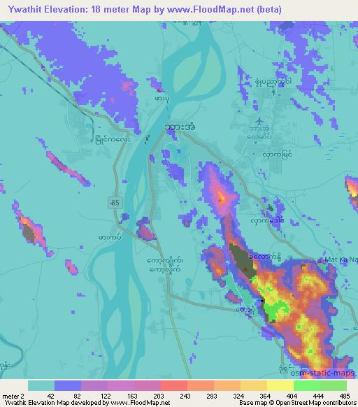 Ywathit,Myanmar Elevation Map