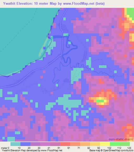 Ywathit,Myanmar Elevation Map