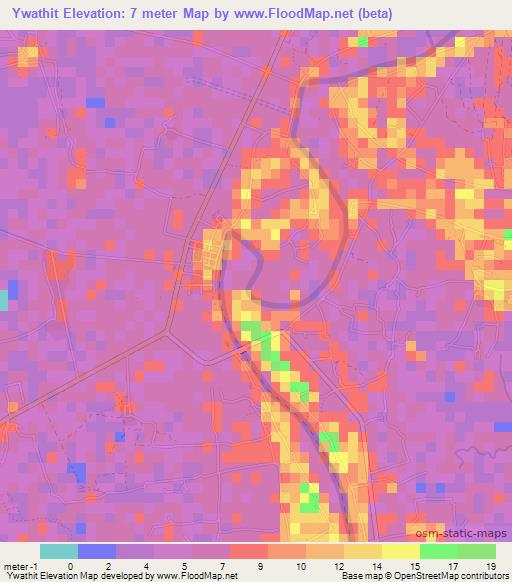 Ywathit,Myanmar Elevation Map