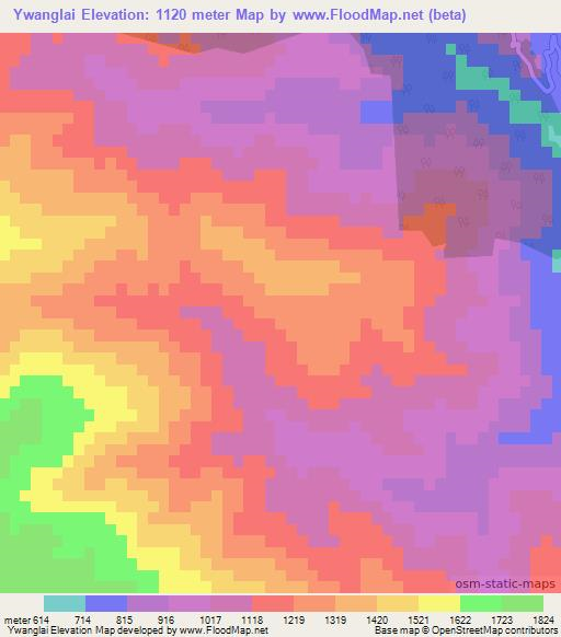 Ywanglai,Myanmar Elevation Map