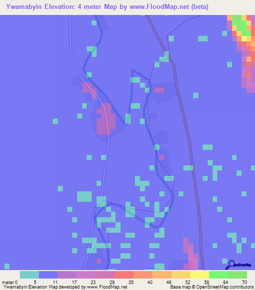 Ywamabyin,Myanmar Elevation Map
