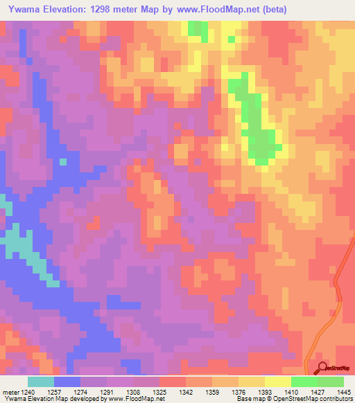 Ywama,Myanmar Elevation Map