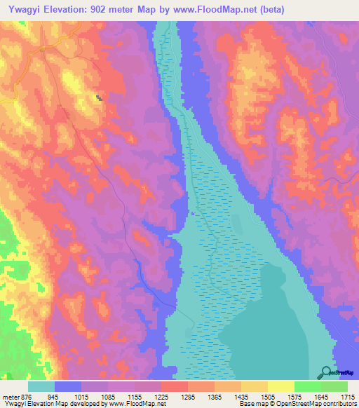 Ywagyi,Myanmar Elevation Map