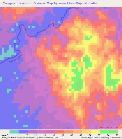 Ywagale,Myanmar Elevation Map