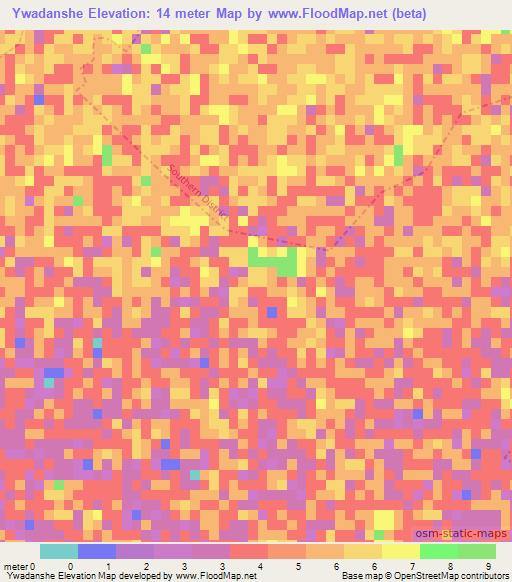 Ywadanshe,Myanmar Elevation Map