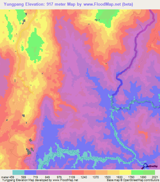 Yungpang,Myanmar Elevation Map