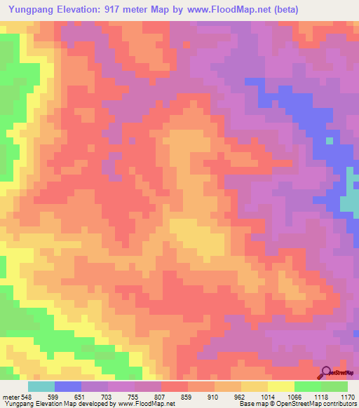 Yungpang,Myanmar Elevation Map