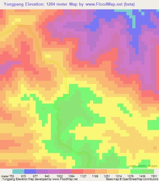 Yungpang,Myanmar Elevation Map
