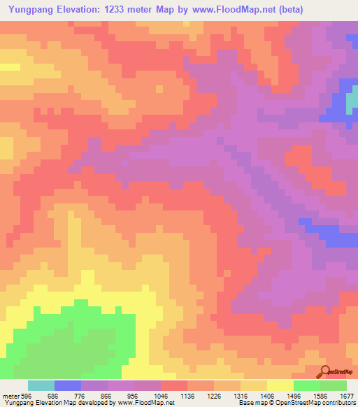 Yungpang,Myanmar Elevation Map