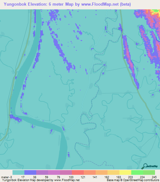 Yungonbok,Myanmar Elevation Map