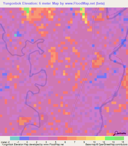Yungonbok,Myanmar Elevation Map