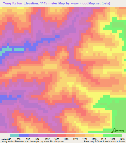 Yung Ka-lun,Myanmar Elevation Map