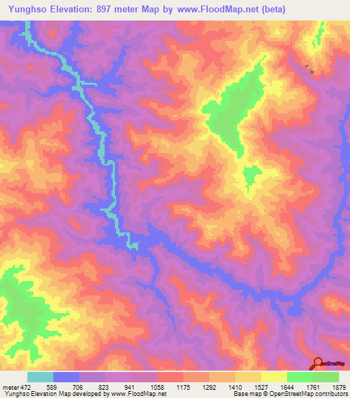 Yunghso,Myanmar Elevation Map