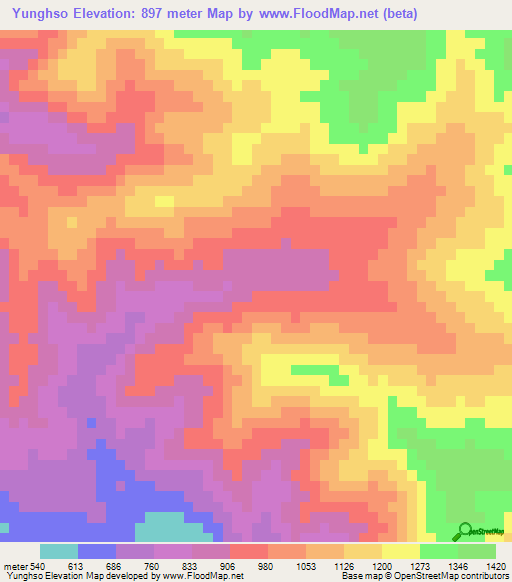 Yunghso,Myanmar Elevation Map