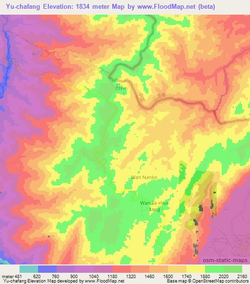 Yu-chafang,Myanmar Elevation Map