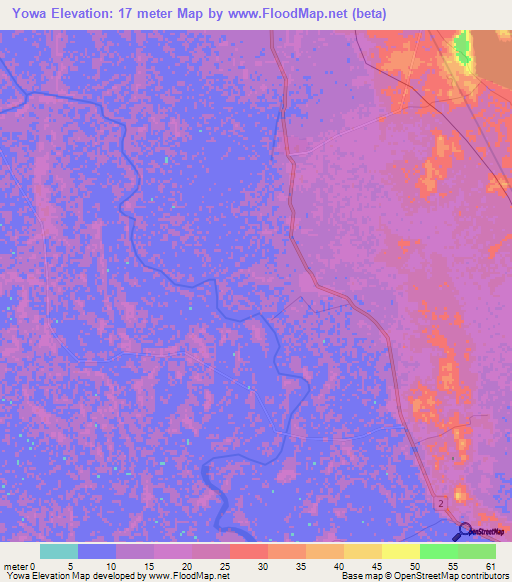 Yowa,Myanmar Elevation Map