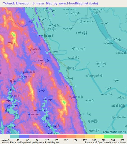Yotarok,Myanmar Elevation Map