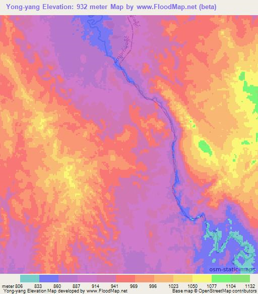 Yong-yang,Myanmar Elevation Map