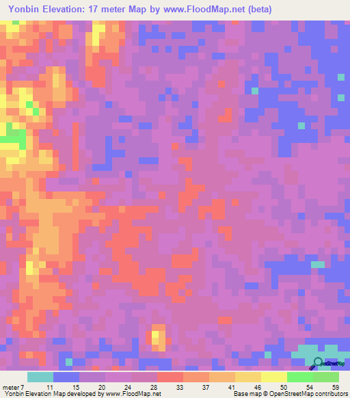 Yonbin,Myanmar Elevation Map