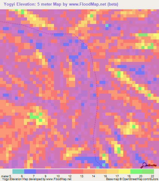 Yogyi,Myanmar Elevation Map