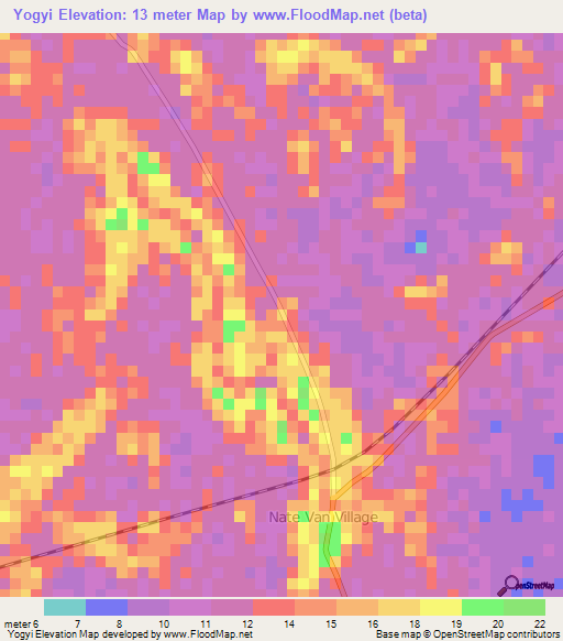Yogyi,Myanmar Elevation Map