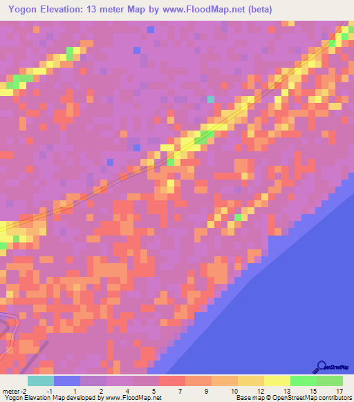 Yogon,Myanmar Elevation Map