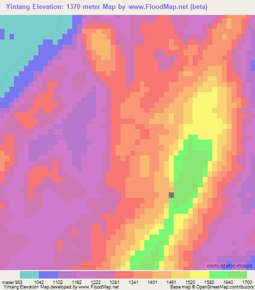Yintang,Myanmar Elevation Map