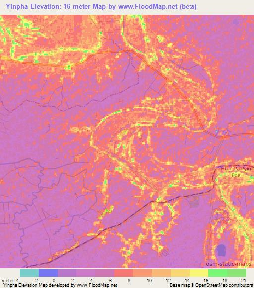 Yinpha,Myanmar Elevation Map