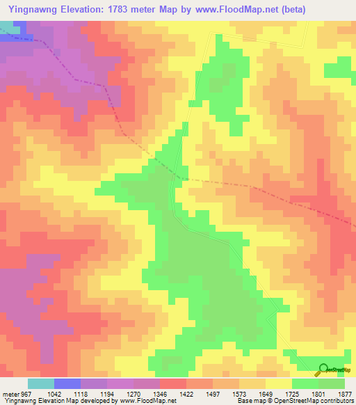 Yingnawng,Myanmar Elevation Map
