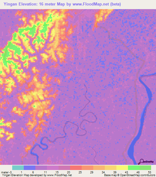 Yingan,Myanmar Elevation Map