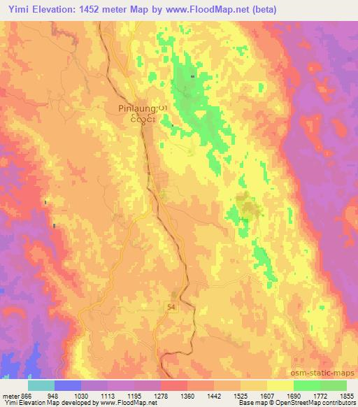 Yimi,Myanmar Elevation Map