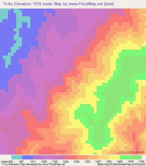 Yi-ku,Myanmar Elevation Map