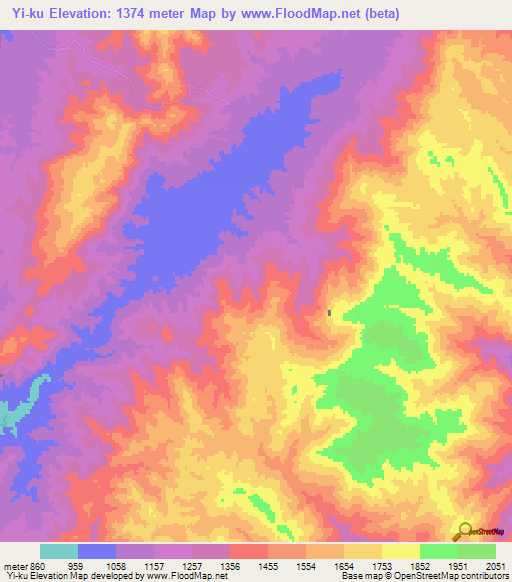 Yi-ku,Myanmar Elevation Map