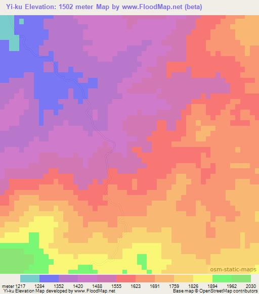 Yi-ku,Myanmar Elevation Map