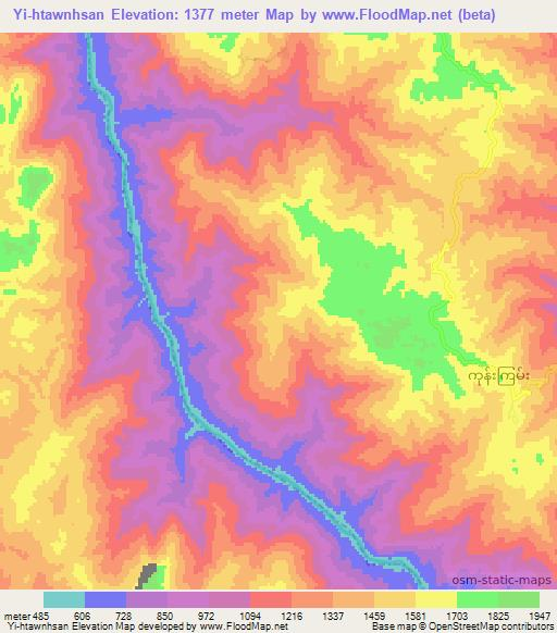 Yi-htawnhsan,Myanmar Elevation Map