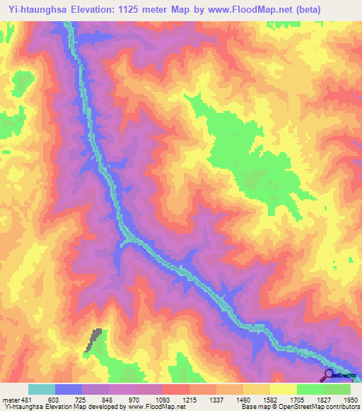 Yi-htaunghsa,Myanmar Elevation Map