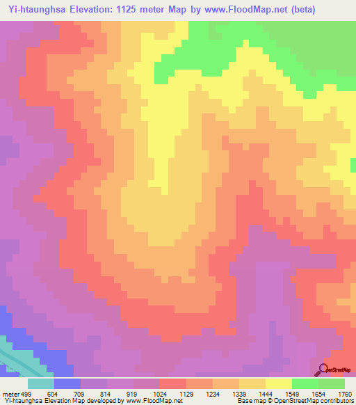 Yi-htaunghsa,Myanmar Elevation Map