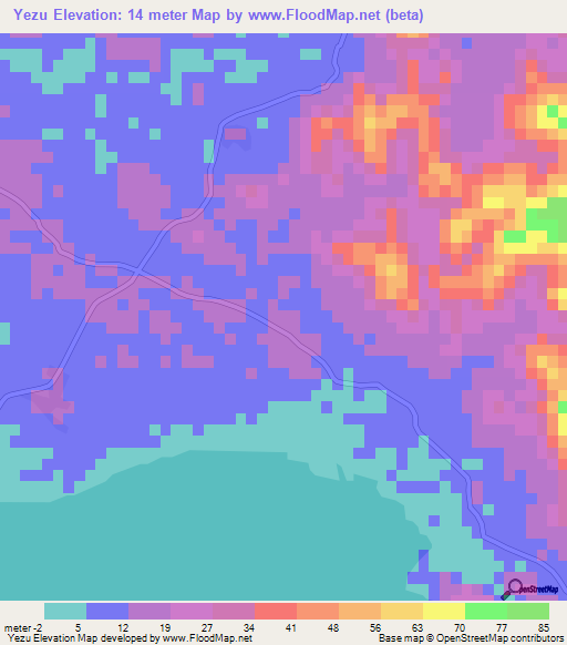 Yezu,Myanmar Elevation Map